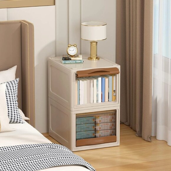 16.5L Stackable White Storage Bin Plastic Drawer With Lid Close Organizer - Picture 2 of 3